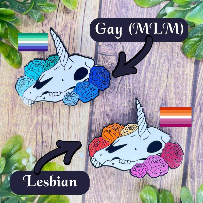 Horns and Roses Enamel Pin, Lapel Pin, Witch Pin, Potion Bottles, Fantasy Pin, Witchy Vibe Pin, TTRPG Pin, Skull Pin, Unicorn Skull
