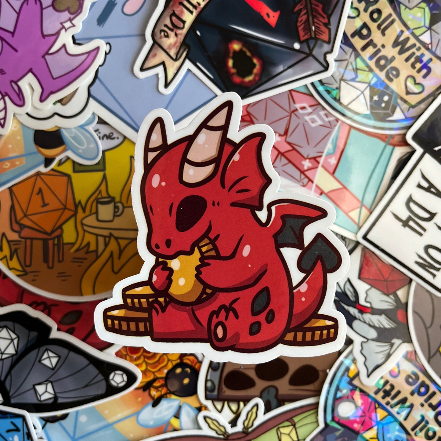 The sticker represented with other sticker designs as the background.