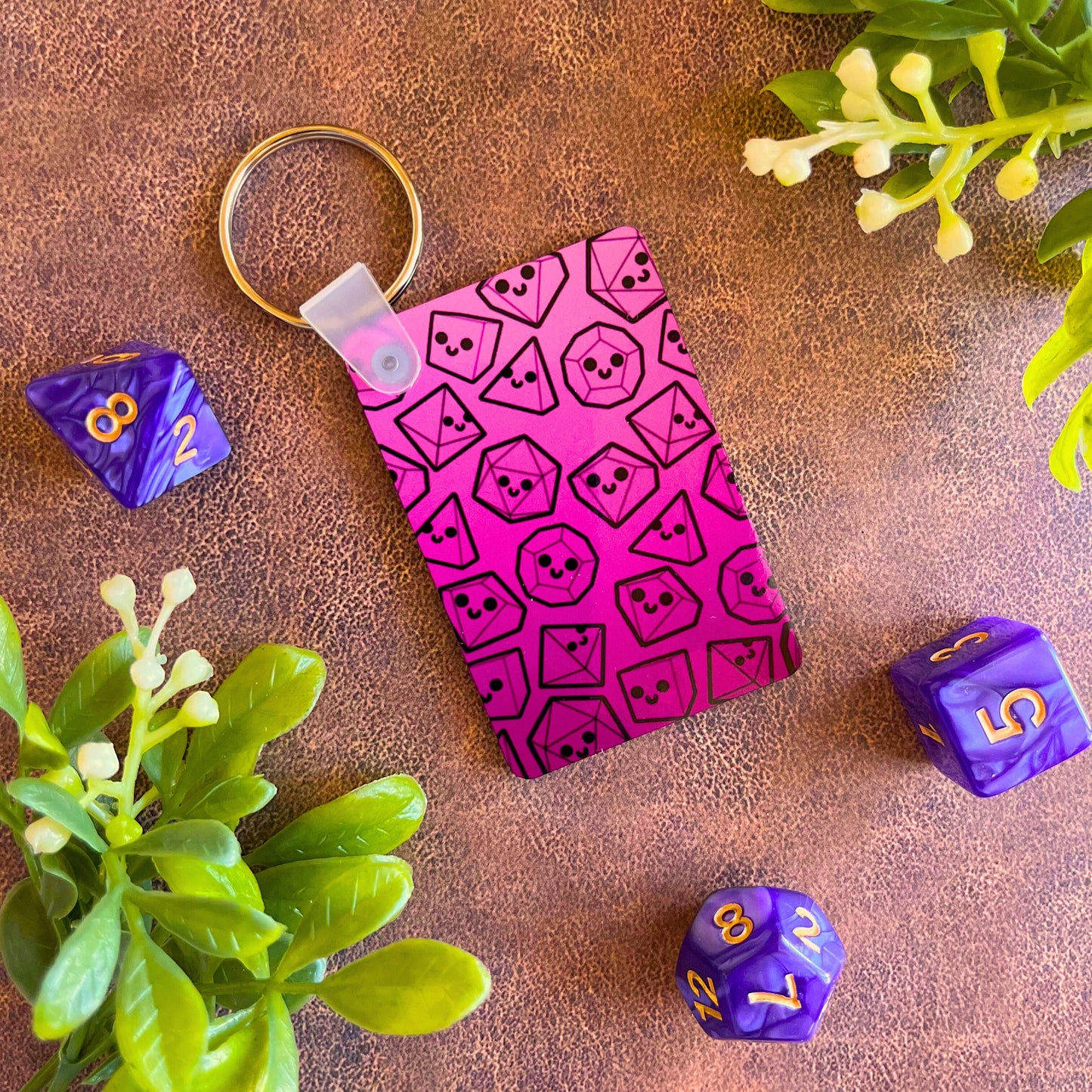 Fushia keychain showed