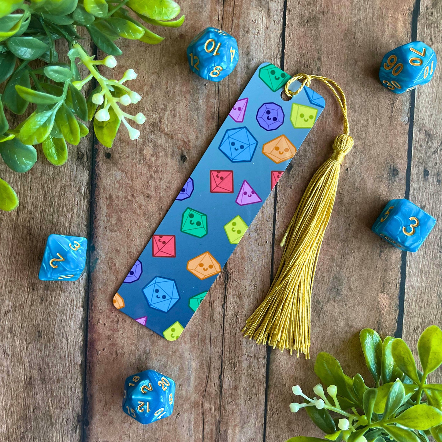 Happy Dice Grey Metal Bookmark