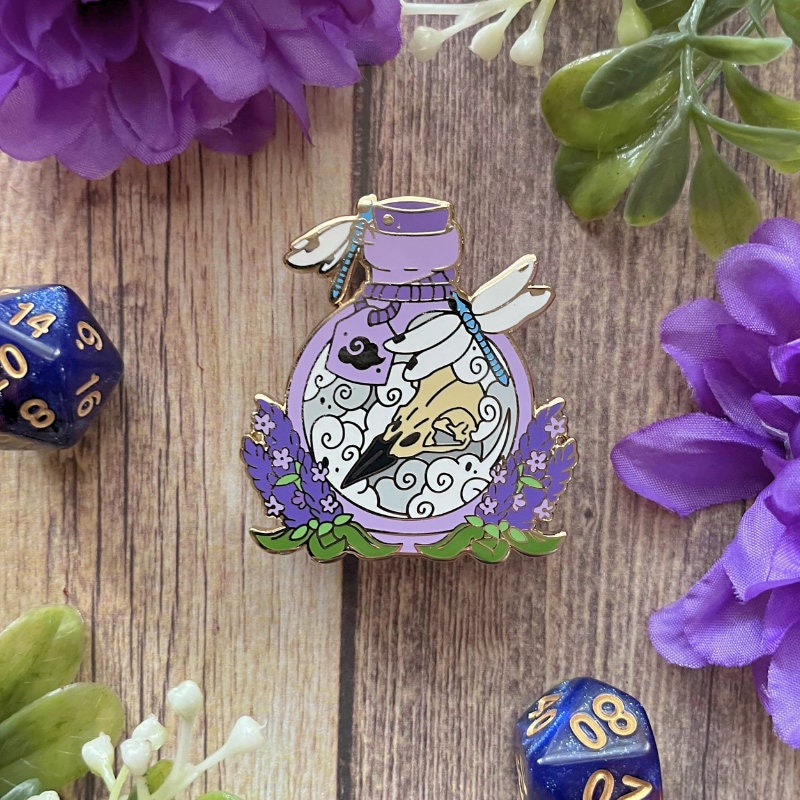 Elemental Potion Pin, Lapel Pin, Witch Pin, Potion Bottles, Fantasy Pin, Magical Potion Pin, Witchy Vibe Pin, TTRPG Pin, Skull Pin