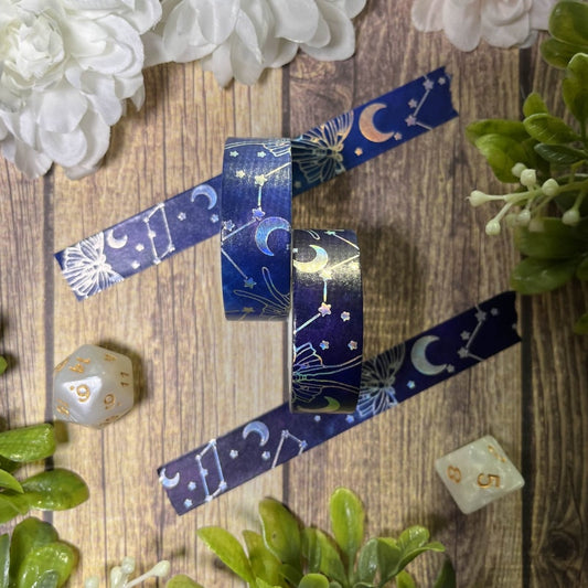 Lunar Dance Washi Tape, Witch Washi Tape, Constellation Washi Tape, 15mm x 10m, Decorative Washi Tape, Washi Tape, Moth Washi Tape