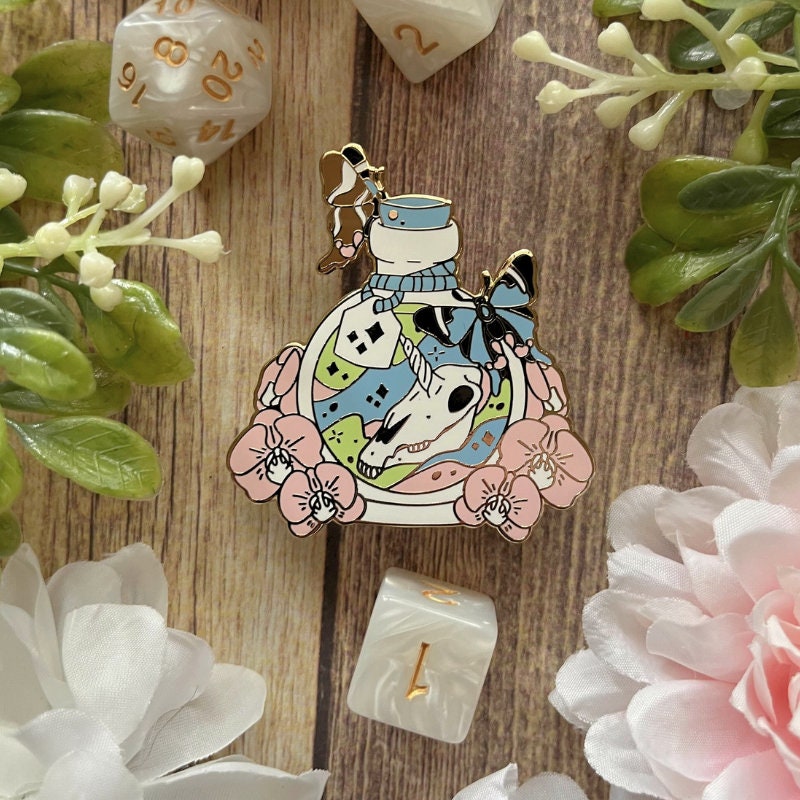 Elemental Potion Pin, Lapel Pin, Witch Pin, Potion Bottles, Fantasy Pin, Magical Potion Pin, Witchy Vibe Pin, TTRPG Pin, Skull Pin