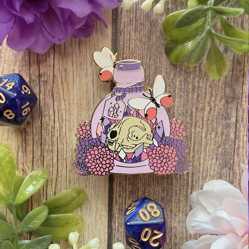 Elemental Potion Pin, Lapel Pin, Witch Pin, Potion Bottles, Fantasy Pin, Magical Potion Pin, Witchy Vibe Pin, TTRPG Pin, Skull Pin