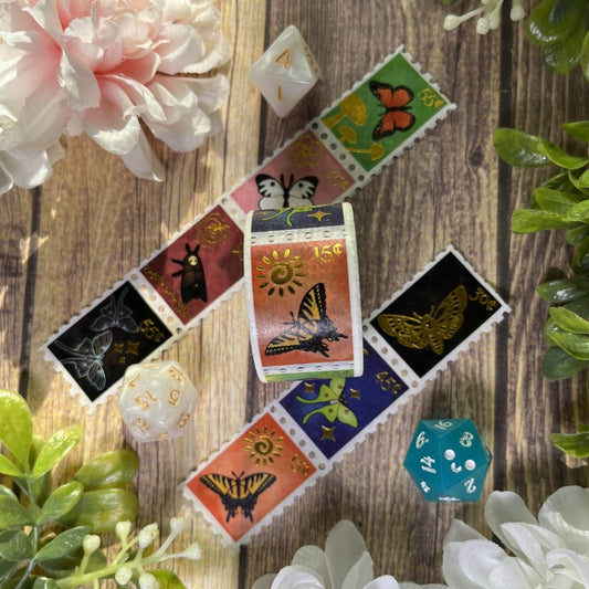 Butterfly Stamp Washi Tape, Witch Washi Tape, Halloween Washi Tape, 15mm x 10m, Decorative Washi Tape, Washi Tape, Moth Washi Tape