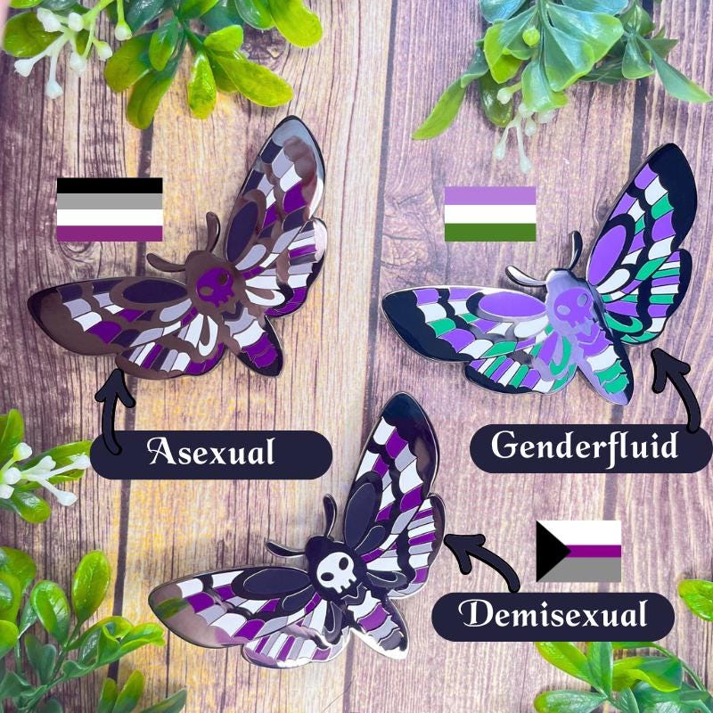 XL Pride Moth Pin, Lapel Pin, Pride Pin, LGBTQIA+ Pin, Gay, Bisexual, Ace, Asexual, Pansexual Pin, Trans Pin, Transgender