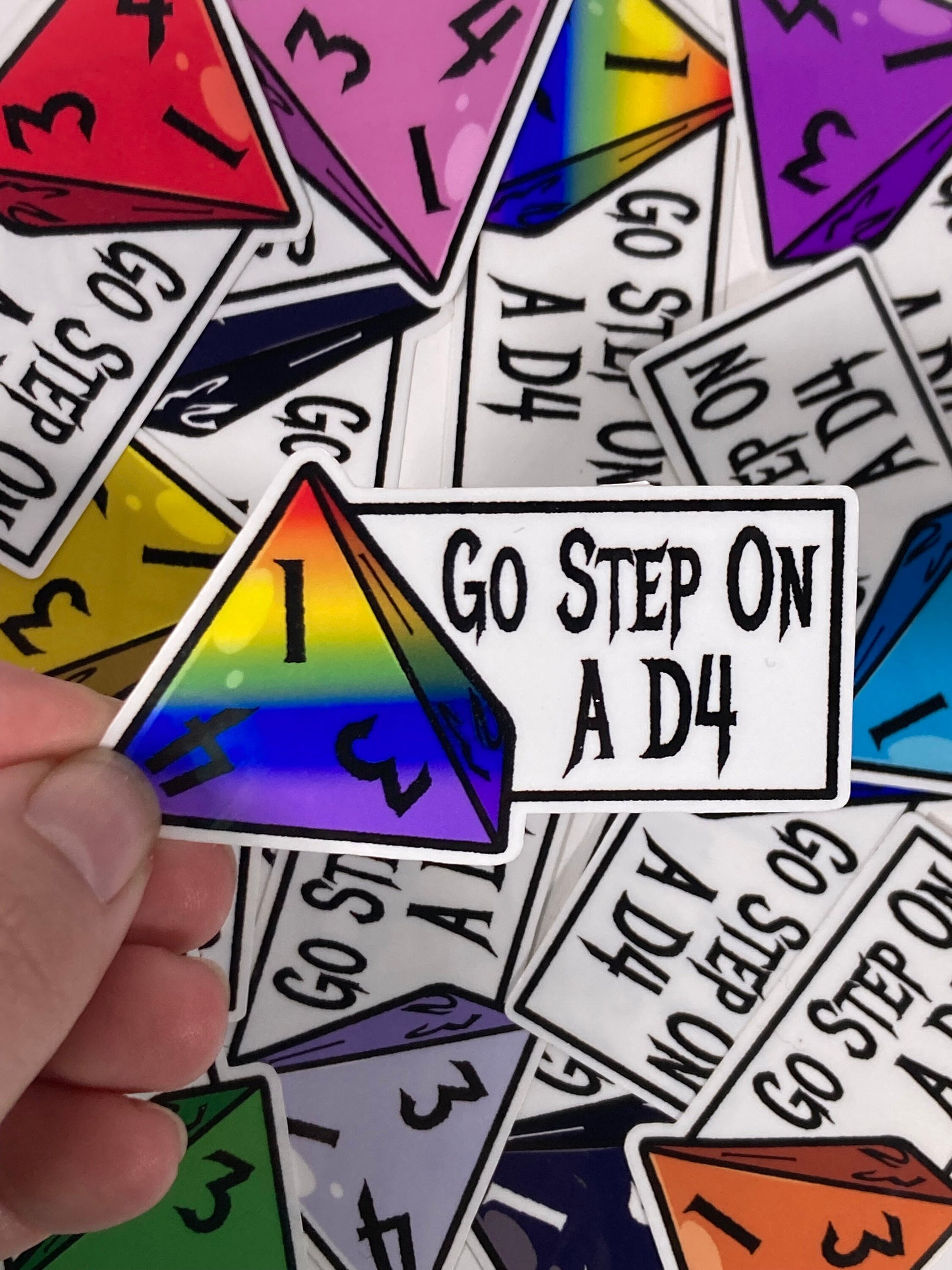 Go Step On A D4 Sticker: Cute Dnd Sticker, Dnd Gift, Laptop Sticker, Dungeons & Dragons Sticker, Vinyl Stickers, D20 Sticker, TTRPG Sticker