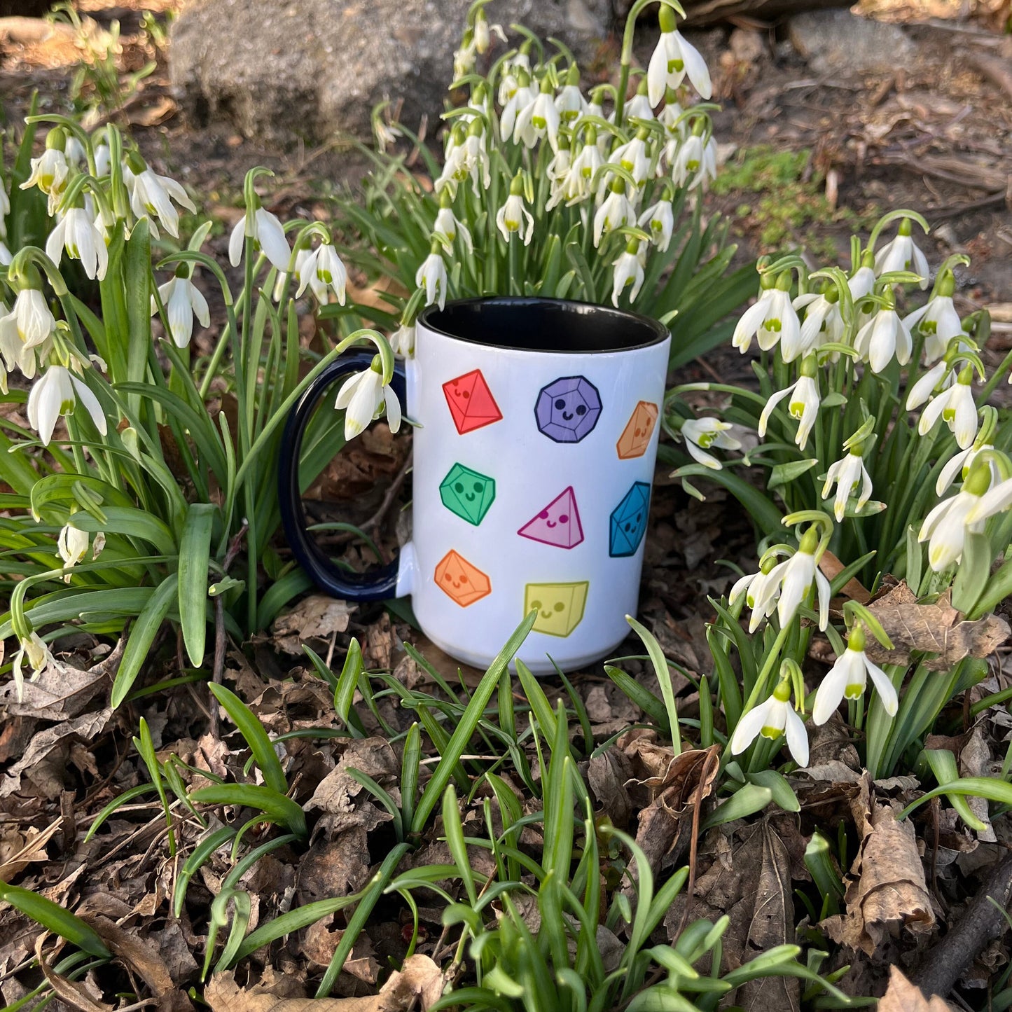 Happy Dice 15 oz Mug In Flowers